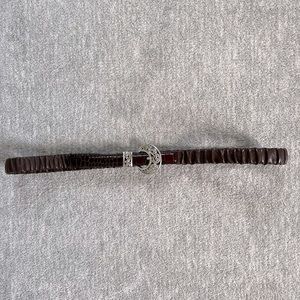 Brighton Brown Leather Covered Elastic Stretch Belt